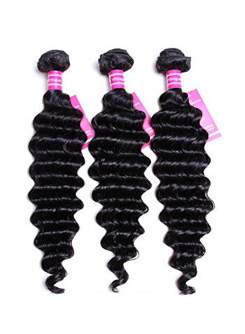 3-Piece Brazilian Deep Wave Hair Extension Set Black 8,10,12inch