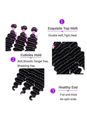 3-Piece Brazilian Deep Wave Hair Extension Set Black 8,10,12inch