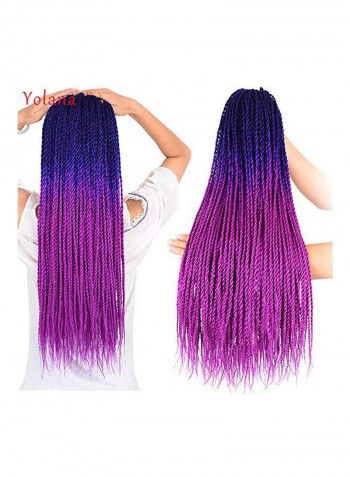 Pack Of 6 Crochet Braiding Hair Extension Blue/Purple 24inch