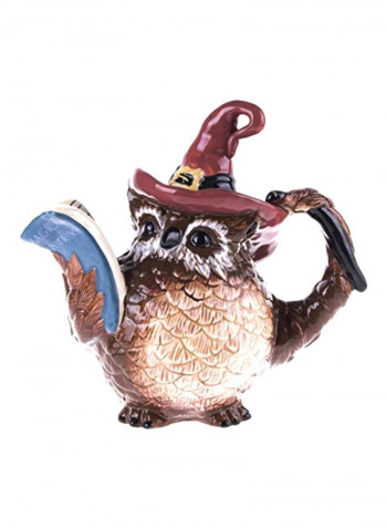 Halloween Witch Owl Teapot Brown/Beige/Blue 10x6x9.25inch