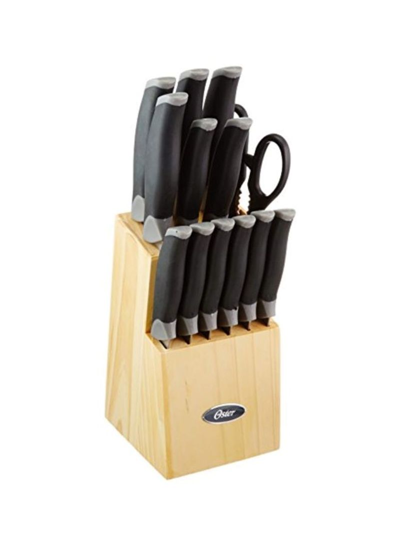 14-Piece Stainless Steel Cutlery Set Black/Natural
