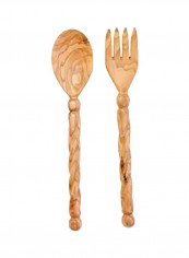 2-Piece Spiral Handle Designed Cutlery Set Beige 12inch