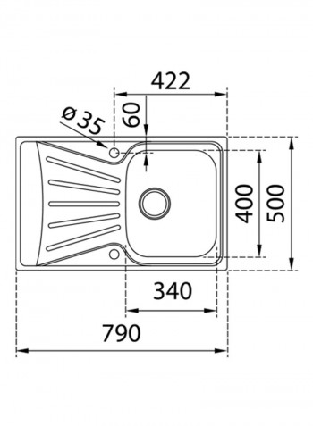 Starbright 45 E-Xn 1B 1D Inset Reversible 1 Bowl Sink With Matt Finish Stainless Steel 860x500mmmm