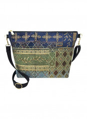 Tapestry Patterned Crossbody Bag Green/Black/Yellow
