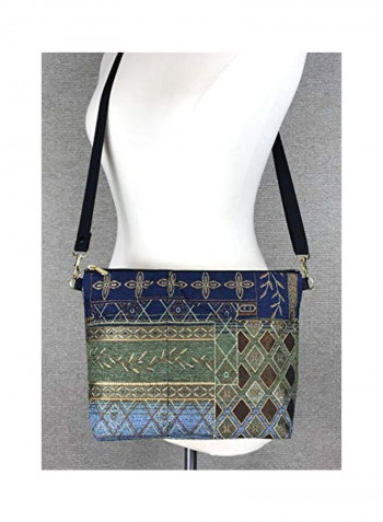 Tapestry Patterned Crossbody Bag Green/Black/Yellow