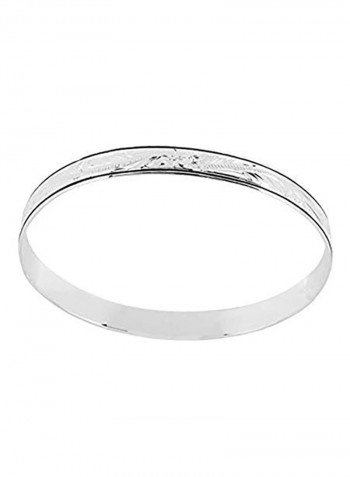 Hawaiian Hibiscus Bangle Sterling Silver Bracelet