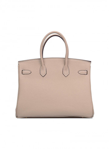 Padlock Handbag With Gold Hardware Beige