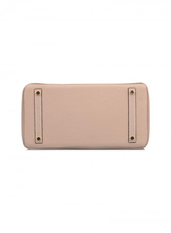 Padlock Handbag With Gold Hardware Beige