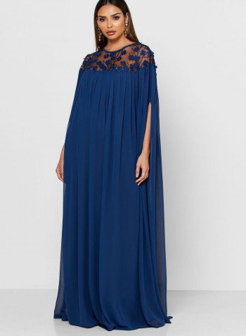 Pearl Detail Maxi Dress Navy
