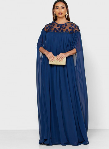 Pearl Detail Maxi Dress Navy