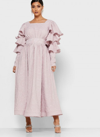 Ruffle Sleeve Maxi Dress Purple