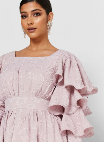 Ruffle Sleeve Maxi Dress Purple