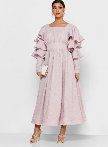 Ruffle Sleeve Maxi Dress Purple