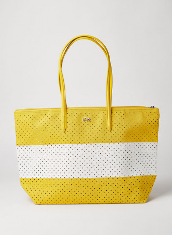 Colourblock Perforated Shoulder Bag White