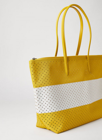 Colourblock Perforated Shoulder Bag White
