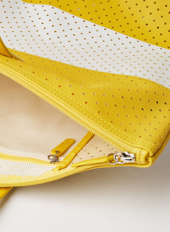 Colourblock Perforated Shoulder Bag White