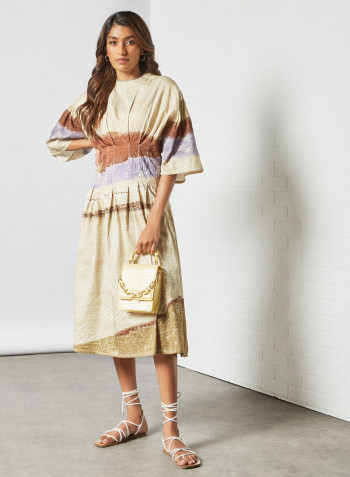 Pleat Detailed Dress Multicolour