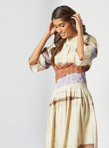 Pleat Detailed Dress Multicolour