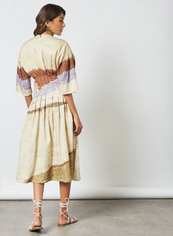 Pleat Detailed Dress Multicolour