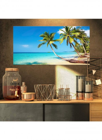 Tropical Beach-Photography Seascape Canvas Wall Art Multicolour 32 x 16inch