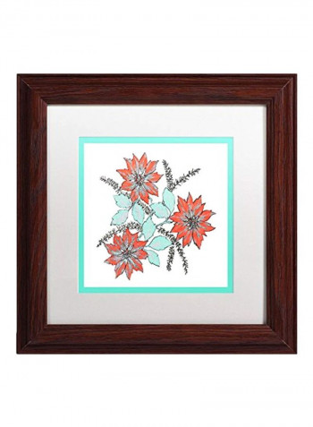 Poinsettia Wall Art With Frame Brown/Red/Green 11x11inch