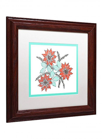 Poinsettia Wall Art With Frame Brown/Red/Green 11x11inch
