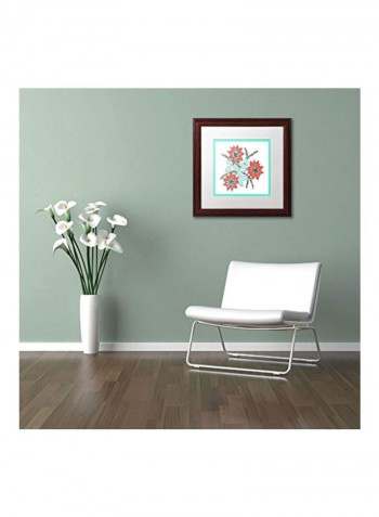 Poinsettia Wall Art With Frame Brown/Red/Green 11x11inch