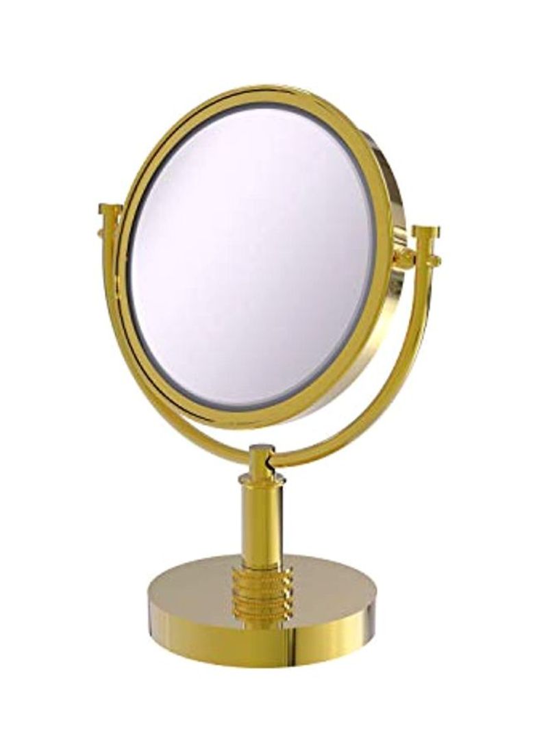 Vanity Top 2X Magnification Makeup Mirror Polished Brass/Clear 8inch