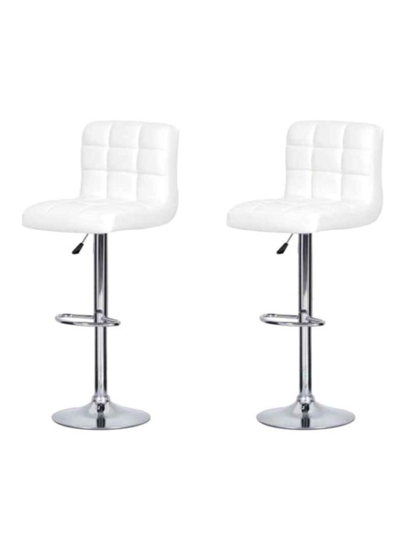 2-Piece Height Adjustable Chair Set White/Silver