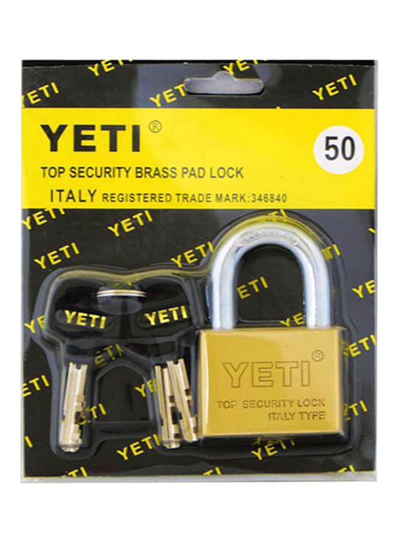 12-Piece Brass Pad Lock With Key Set Silver/Gold 50millimeter
