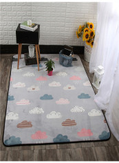 Cartoon Cloud Pattern Non-Slip Living Room Carpet Grey 200x240centimeter