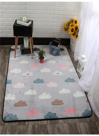Cartoon Cloud Pattern Non-Slip Living Room Carpet Grey 200x240centimeter