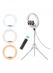 LED Ring Light with Phone Holder and Remote Control White