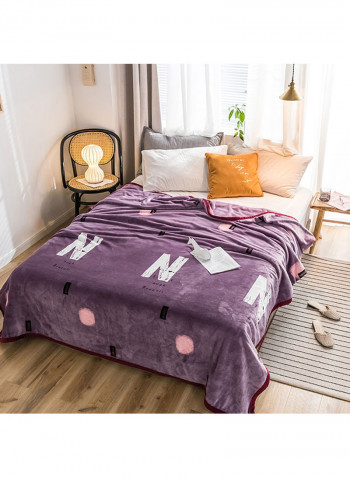 Casual Letter Print Soft Blanket Cotton Multicolour 230x250centimeter