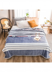 Casual Striped Comfort Thicken Blanket Cotton Blue 230x250centimeter