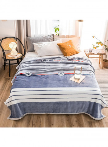 Casual Striped Comfort Thicken Blanket Cotton Blue 230x250centimeter