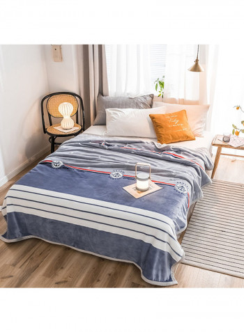 Casual Striped Comfort Thicken Blanket Cotton Blue 230x250centimeter