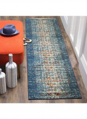 Monaco Collection Modern Area Rug Blue/Ivory 66.04 x 182.88centimeter