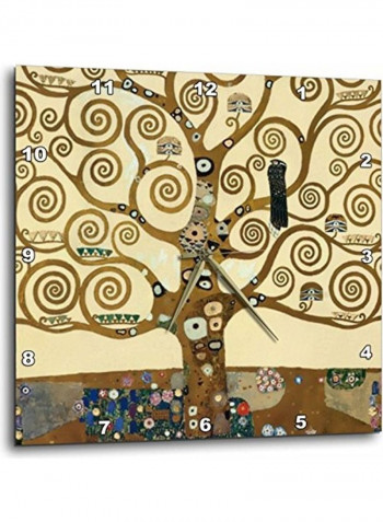 The Tree Of Life Themed Wall Clock Beige/Brown/Black