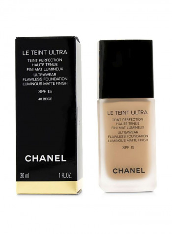 Le Teint Ultra Ultrawear Flawless Foundation Luminous Matte Finish SPF15 40 Beige