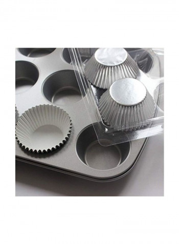 200-Piece Cupcake Molds Silver 8.1x7.7x2.2inch