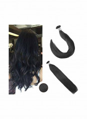 2-Piece Remy Nail Tip Human Hair Extensions Set Black 20inch