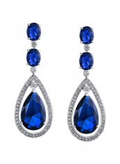 Brass Rhodium Plated Cubic Zirconia Teardrop Earrings