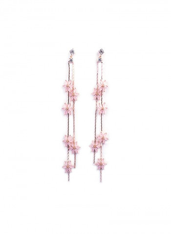 925 Sterling Silver Cubic Zirconia Studded Dangle Earrings