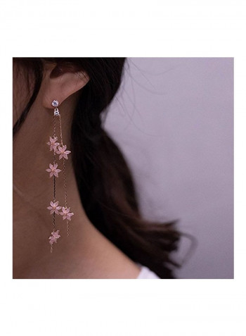 925 Sterling Silver Cubic Zirconia Studded Dangle Earrings