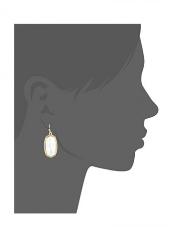 Gold Plated Studded Ivory Mother-Of-Pearl Drop Earrings