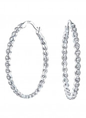 925 Sterling Silver Zirconia Studded Hoop Earring