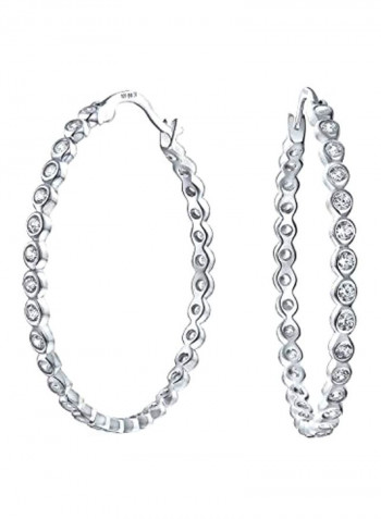 925 Sterling Silver Zirconia Studded Hoop Earring