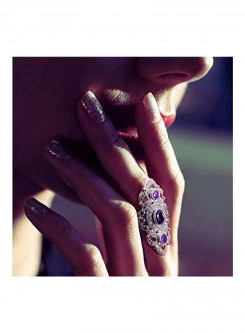 Rhodium Plated Brass Cubic Zirconia Studded Ring Silver