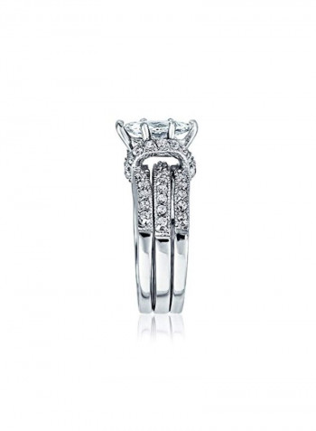 925 Sterling Silver 2CT Solitaire Marquise Cubic Zirconia Studded Ring